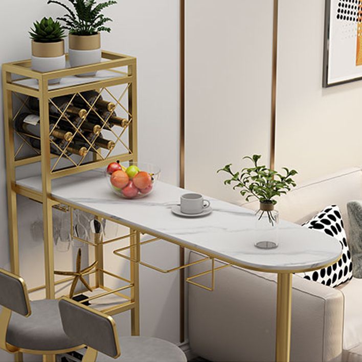 Modern Stone Storage Dining Table Double Pedestal Indoor Patio Bar Table