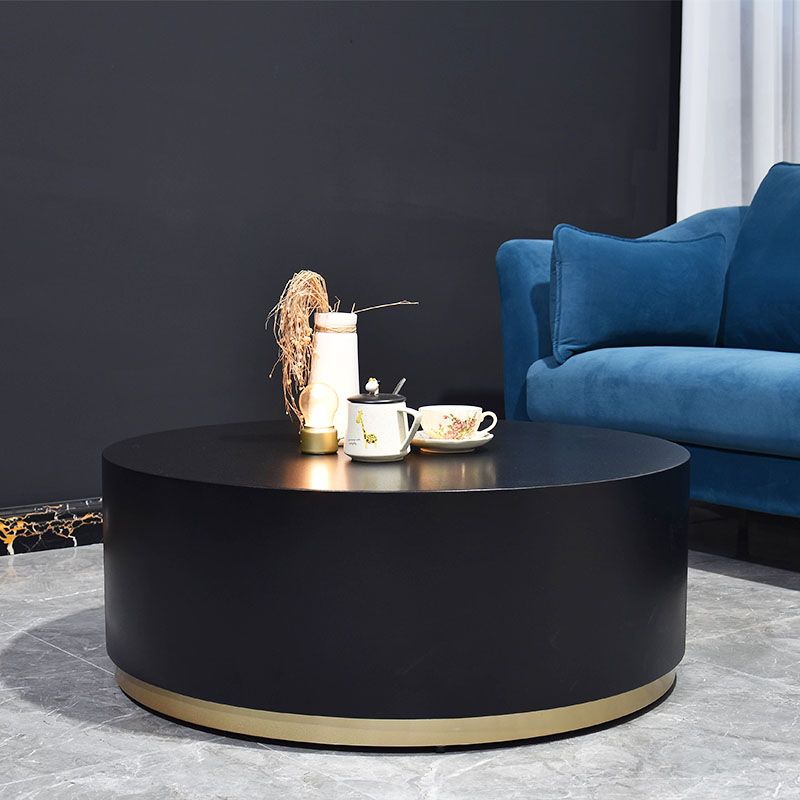 1 Single Round Coffee Table Drum Coffee Table in Black/Dark Grey