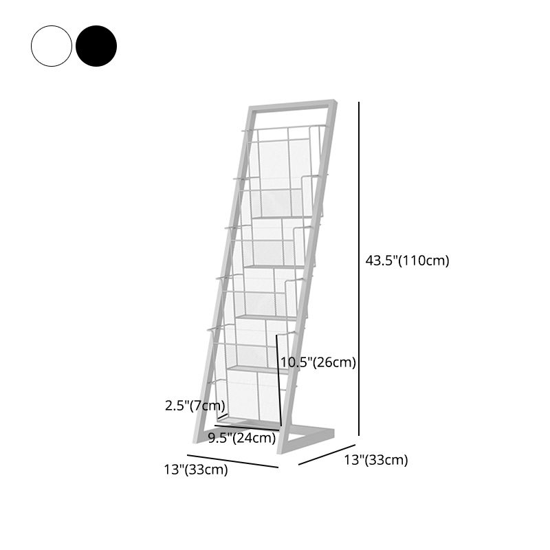 Closed Back Ladder Bookcase Glam Style Metal Book Shelf for Home Office
