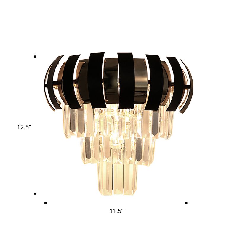 3 ampoules Applexion murale en couches moderne luminaire mural en cristal clair en or pour le couloir