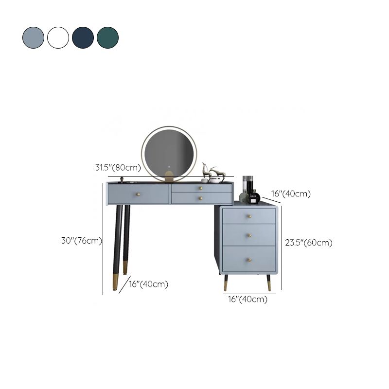 Modernist Solid Wood Vanity Dressing Table with Mirror and Stool