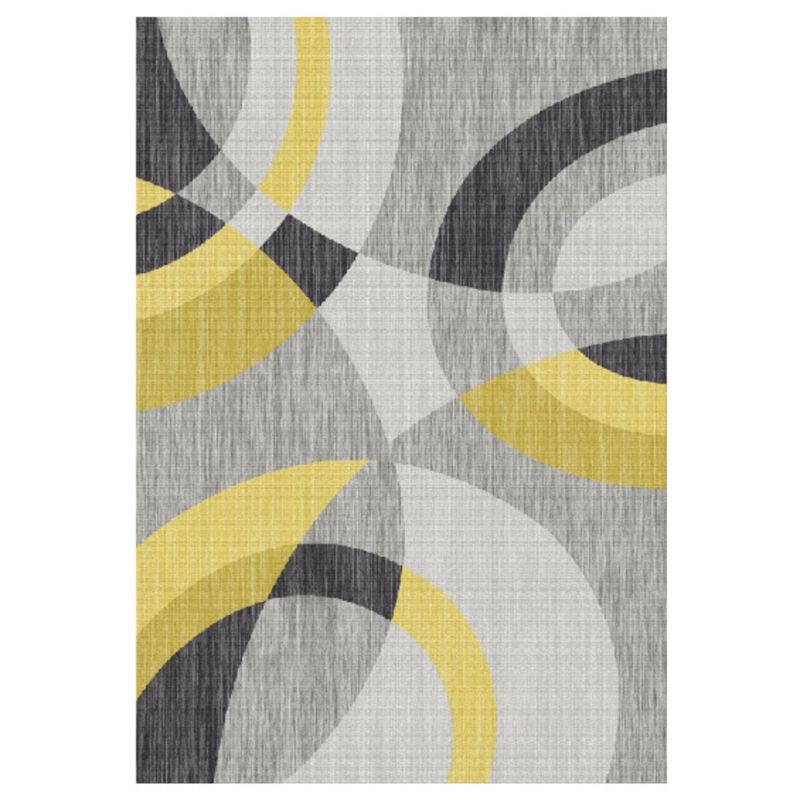 Modern Grey Rug Polyester Geometric Area Rug Washable Rug for Home Decor