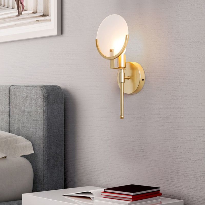 Stone Round Sconce Light Contemporary 1 Head Wall Mount Lighting in Gold