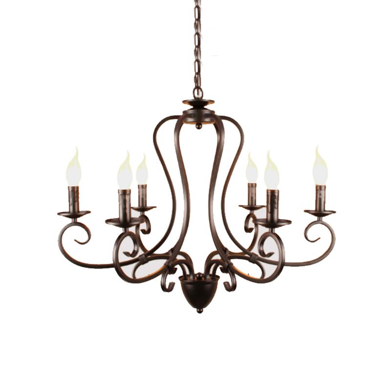 Sala de velas Candelier Hanging Traditiony Metal 6/8 cabezas de techo negro Luz de colgante