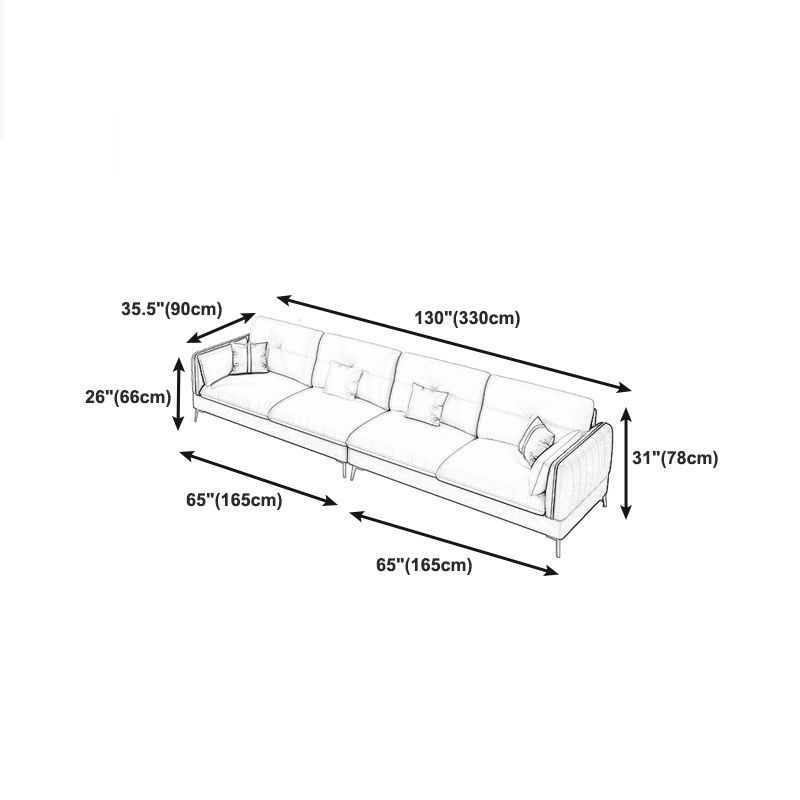 Beige Contemporary Faux Leather Sofa with Recessed Arm 30.7"