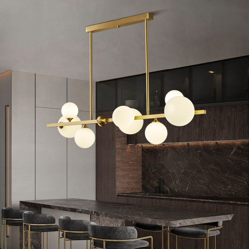 Modern Simple Dining Chandelier Light Round Glass Shade Ceiling Pendant Light