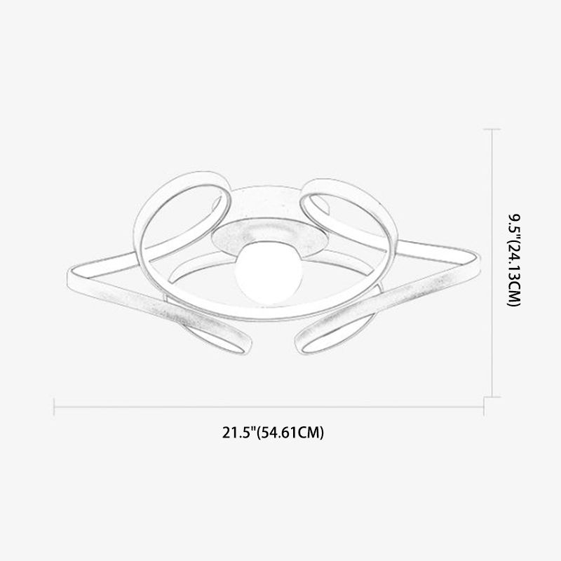 Metal Twist Flush Mount Ceiling Light Minimalist LED Flush Mount Fixture with Ball Acrylic Shade