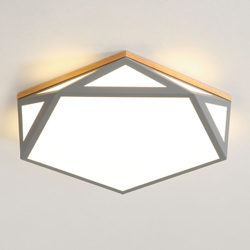 Plafonnier Hexagonal à 1 lumière, éclairage de plafond moderne en métal de Style Macaron pour chambre à coucher