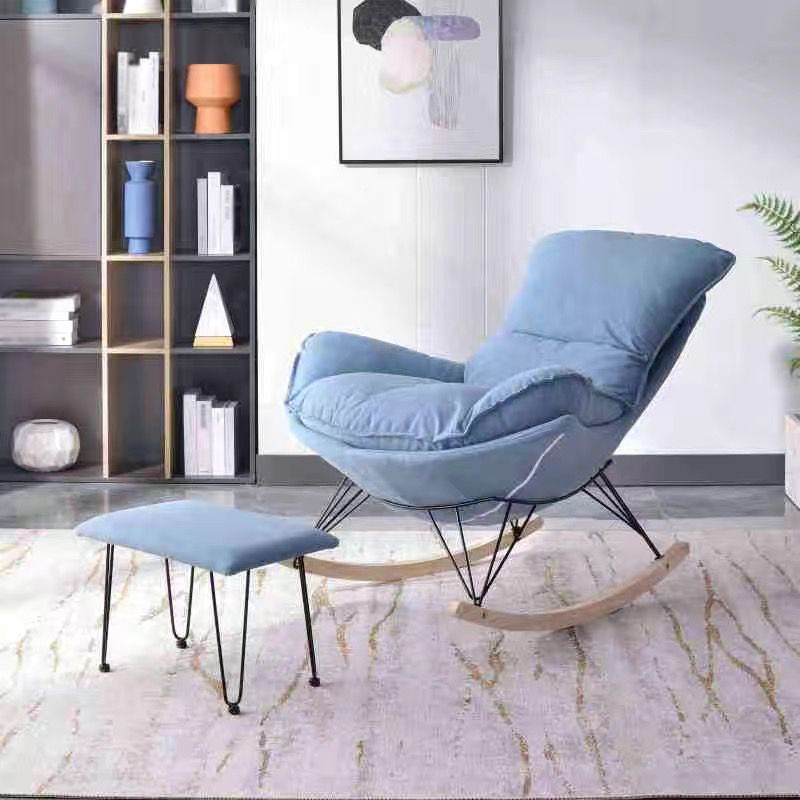 Contemporary Rocking Chair Metal Frame Wing Chair Back Indoor Rocking Chair