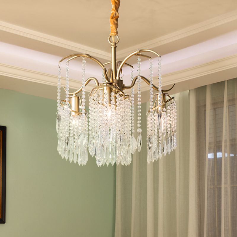 GOLD 4/7/9 LUMIÈRES LICNEUR DE LICHE DE CHANDELER LAMPE SUSPENSION ROUNDE CRISTALIQUE SIMPLE POUR LE SOIR