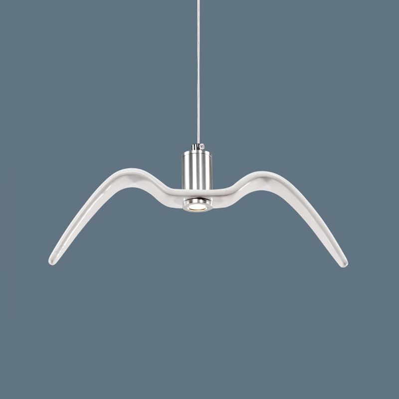 Resin Seagull Suspension Lighting Artistic Single-Bulb Pendant Ceiling Light for Restaurant