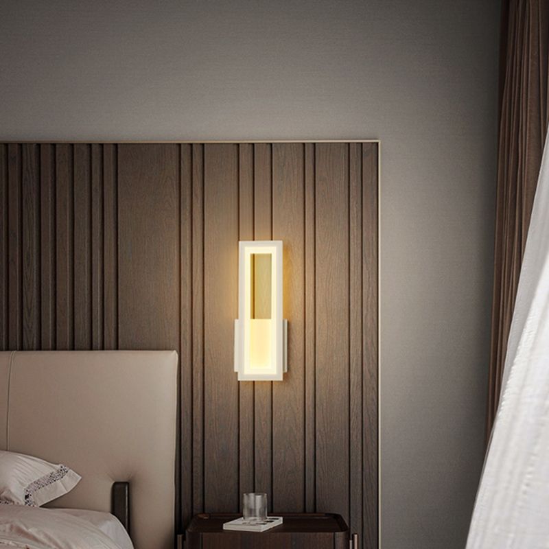 1 Light Rectangle Wall Mounted Lamps Modern Style Metal Wall Sconces