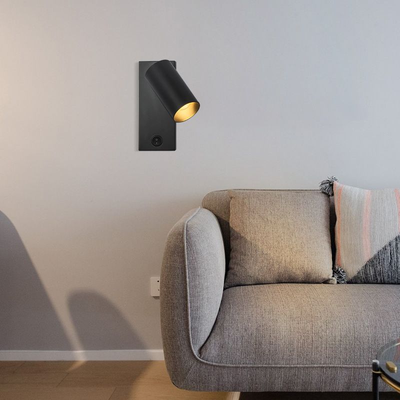 Modern Style Cylinder Shade Wall Sconce Metal 1 Light Sconces for Bedroom