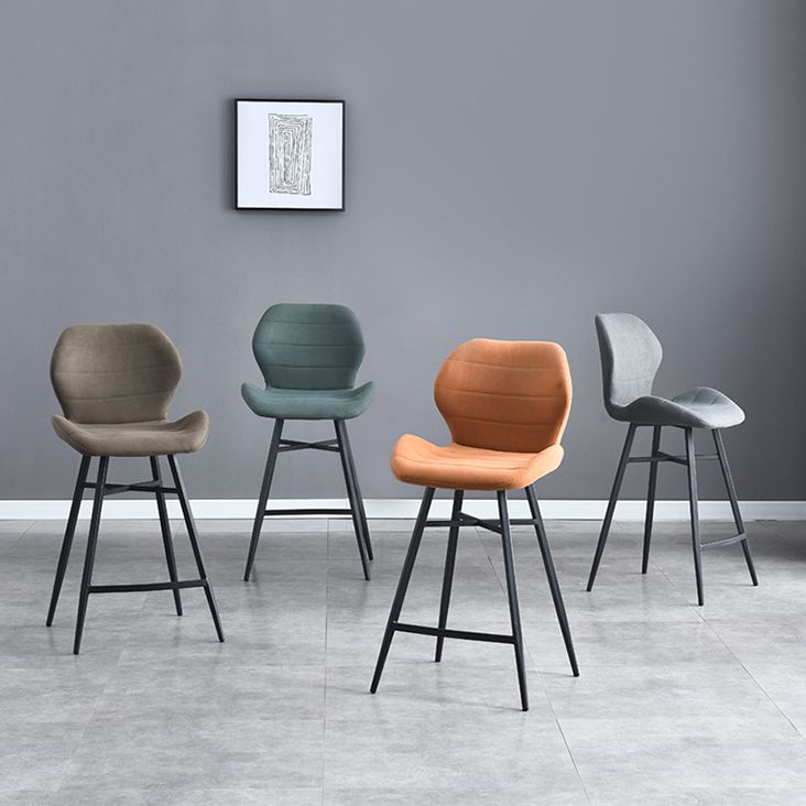 Industrial Style Bar Stool Leather Counter Bar Stool with Metal Legs for Home