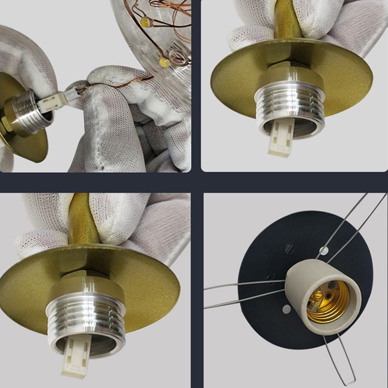 Ball Clear Glass Table Lamp Modern Starry LED Nightstand Light for Living Room