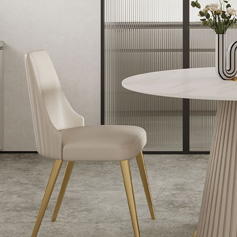 Modern Pedestal Table Steel Base Round Dining Table for Home Kitchen