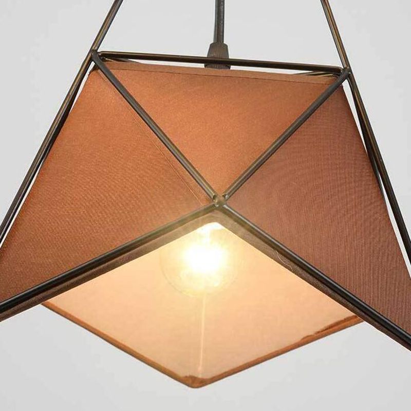 Frame di ferro a 3 luci + tessuto in tessuto isola luce creativa care creativa ottagonale illuminazione in stile nordico per barra da cucina