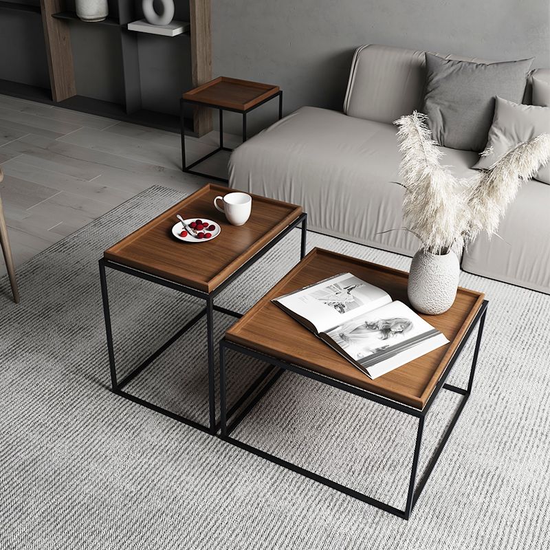 Modern Frame Wooden Coffee Table Rectangular Top Shape Folding Cocktail Table