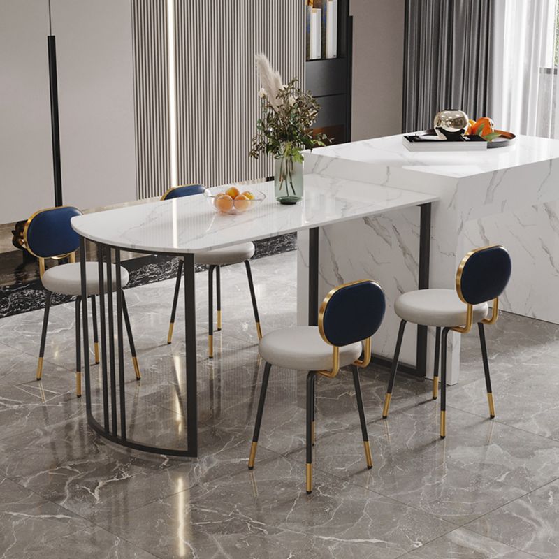 Luxurious Upholstered Armless Chair Open Back Side Leather Chair with Metal Base