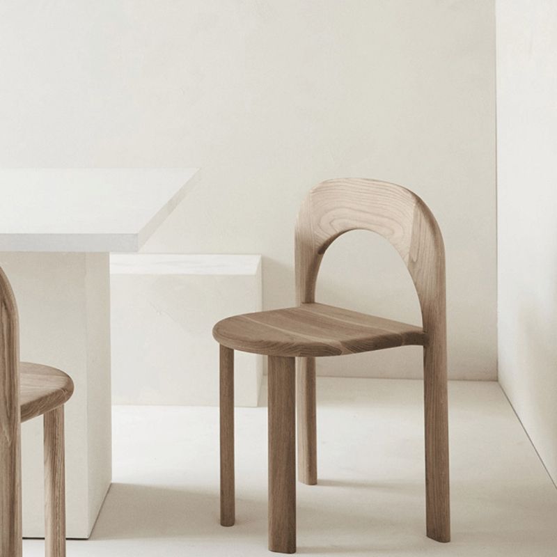 Indoor Stackable Dining Side Chair Solid Wood Oak Solid Wood Open Back Dining Side Chair