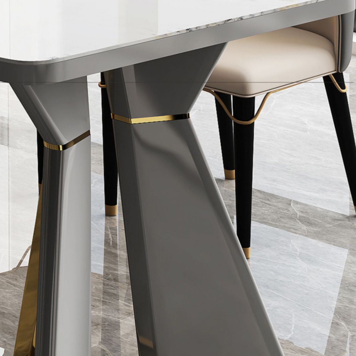 Glam Furniture Rectangle Stone Dining Room Table for Kitchen