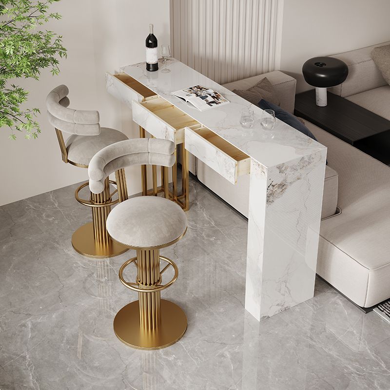 1/2/3 Pieces Glam Rectangle Sintered Stone Bar Table with High Stools