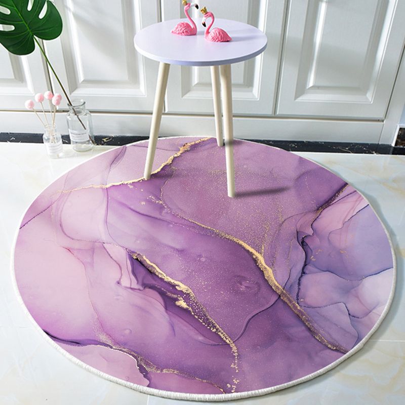 Modern Marble Print Watercolor Rug Multi Colored Polyester Rug Non-Slip Backing Washable Stain Resistant Carpet for Home