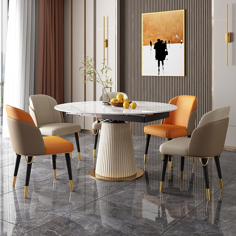Glam 1/4/5/6/7 Pieces Dining Room Set Round Dining Table Set