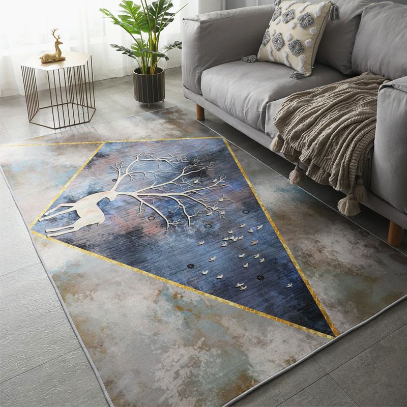 Fancy Living Room Area Carpet Brown Animal Pattern Polyester Area Rug Anti-Slip Washable Rug