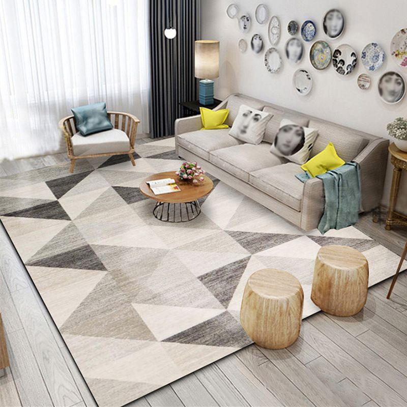 Multi Colored Room Area Rug Modern Colorblock Geometric Carpet Polypropylene Machine Washable Pet Friendly Non-Slip Rug