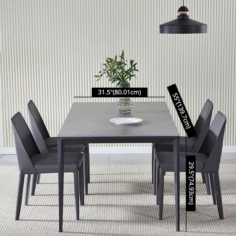 Standard Sintered Stone Top Dining Set with 4 Black Metallic Legs for Dining Furniture