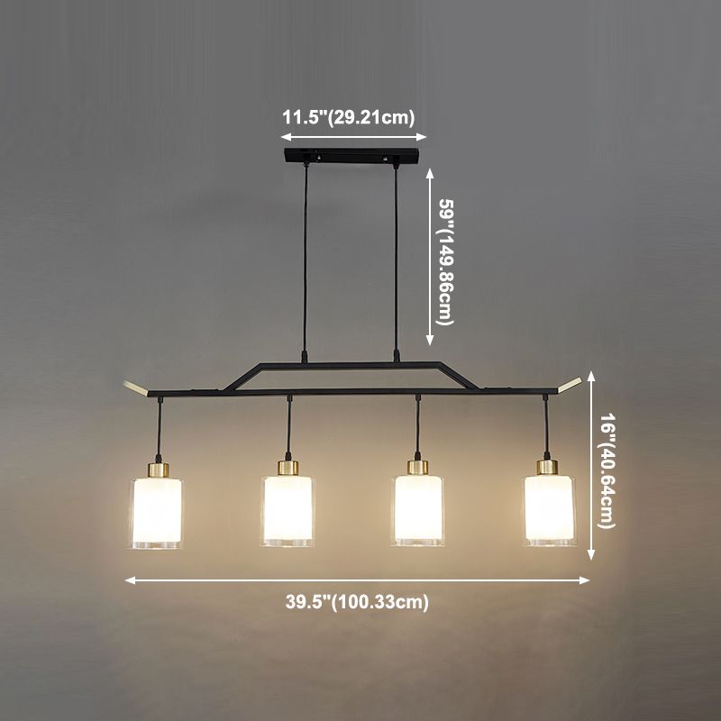 Black Island Chandelier Lights Glass Modern Hanging Lamp for Dining Room