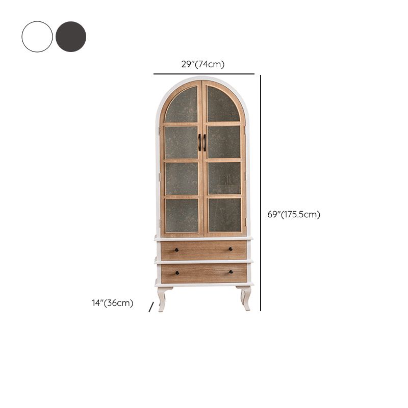 Half Circle Accent Cabinet Solid Wood Storage Cabinet with Drawer