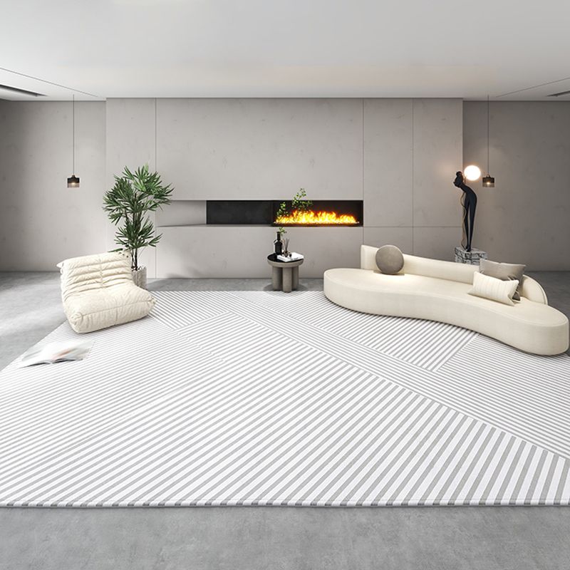 Modern Tribal Diamond Rug Beige Polyester Carpet Stain Resistant Rug for Living Room