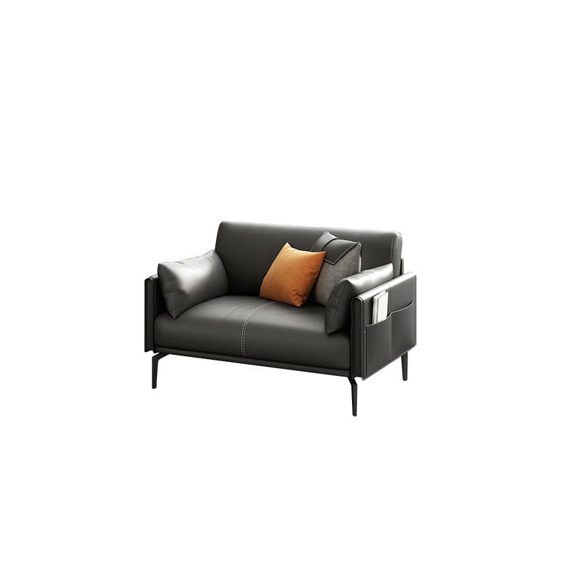 Faux Leather Sofa 33.46 " D x 30.70" H Square Arm Sofa for Living Room