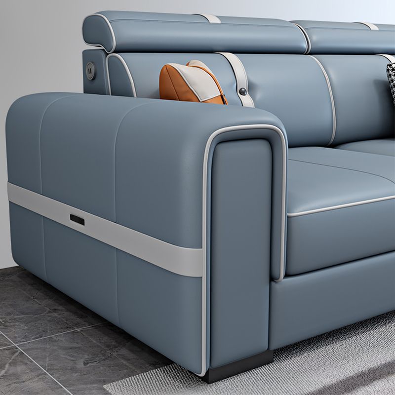 Scandinavian Light Blue Sofa/Sectional with Square Arm for Living Room