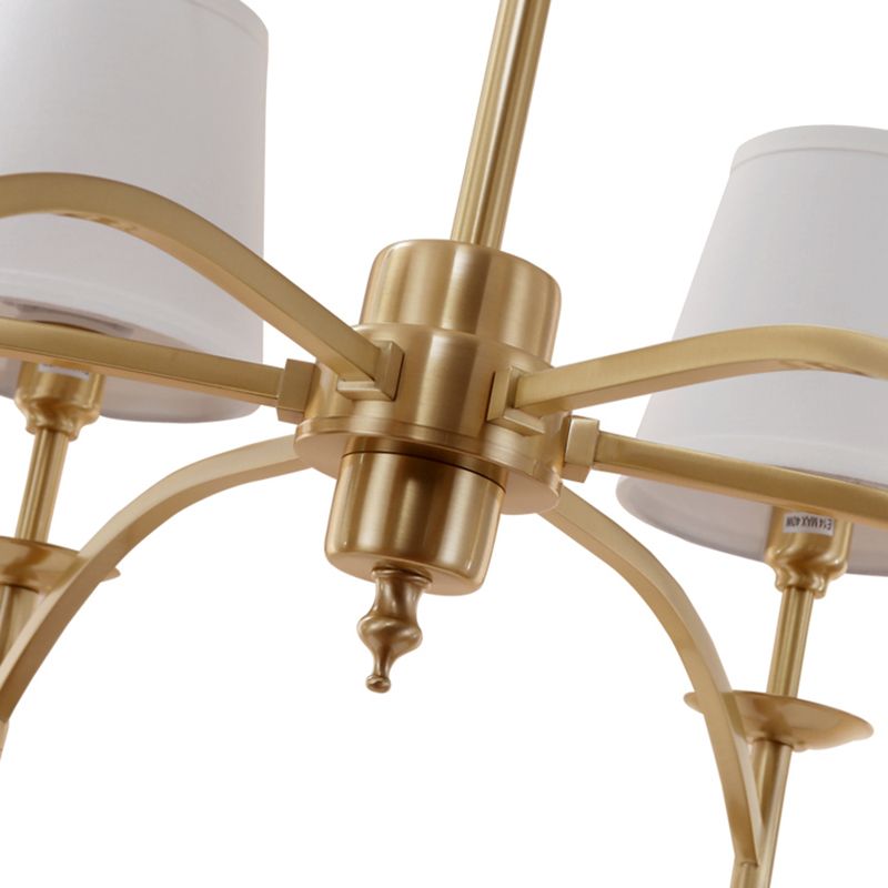 Multi-Head Chandelier Lighting Fixtures Traditional Barrel Suspension Lamp with White Fabric Shade