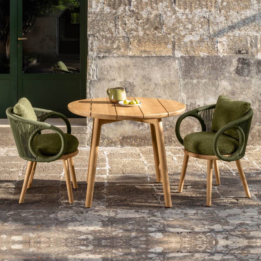 Teak Solid Wood Dining Set 1/3/5 Pcs Boho Natural Frame Patio Dining Table and Chairs