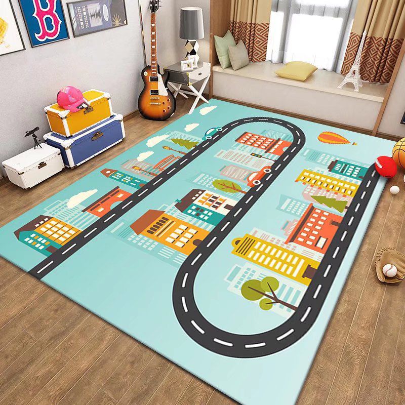 Game Puzzle Carpet Polyester Area Carpet Anti-Slip Easy Care Rug for Playroom