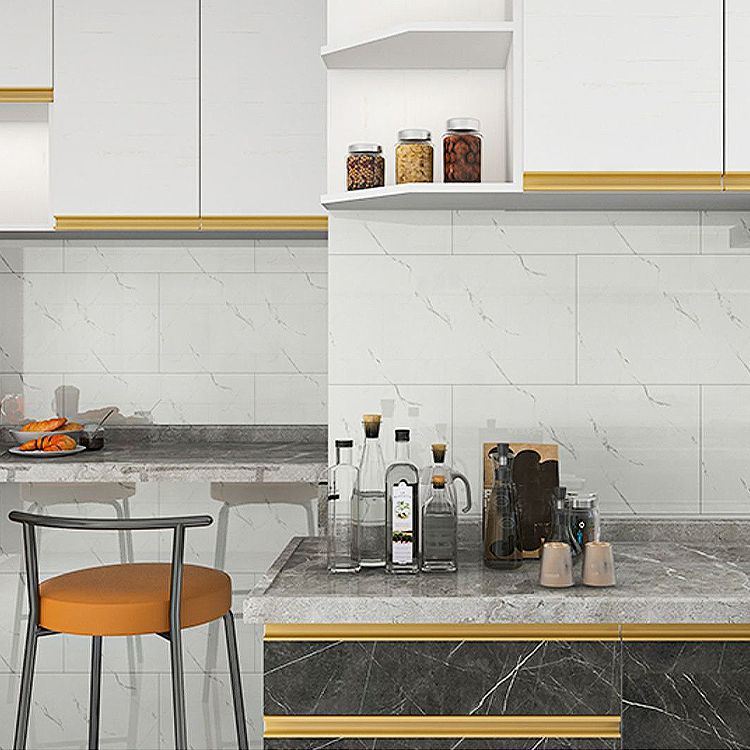 Modern Peel & Stick Field Tile PVC Rectangular Wallpaper for Kitchen Backsplash