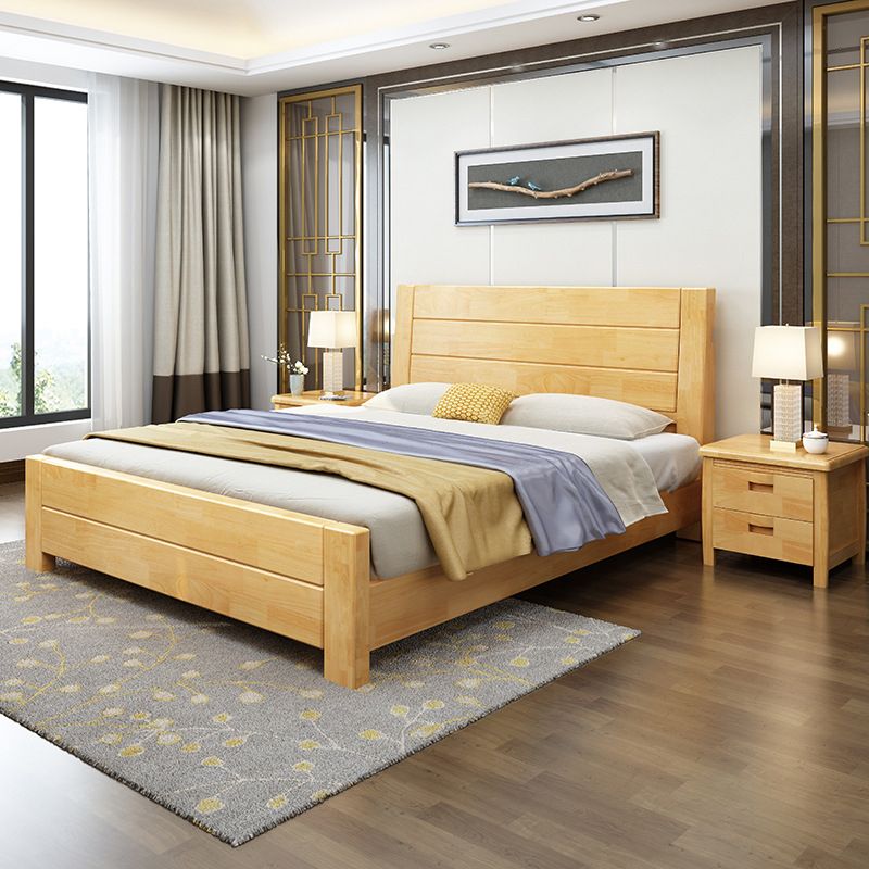Traditional Pine Wood with HeadboardRectangular Panel Panel Bed