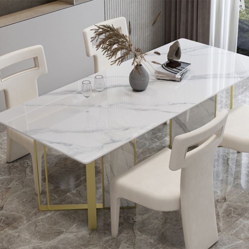 Glam Style Dinette Set 1/5 Pcs Rectangle Stone Dinette Table with Dining Chair