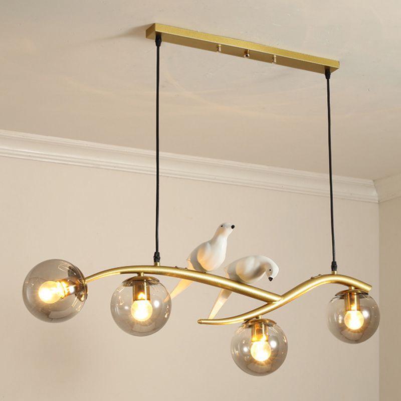 Glass Globe Shaded Ceiling Light Industrial Metal Kitchen Island Lighting