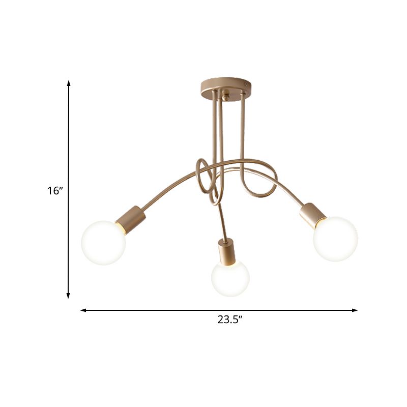 Iluminación de montaje semiempotrado trenzado negro/dorado con bombilla abierta, lámpara de techo de cocina de metal industrial de 3/5/6 luces