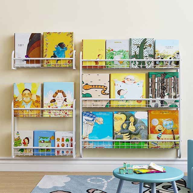 Modern Style Bookshelf Metal Wall Mounted Bookcase for Home Office