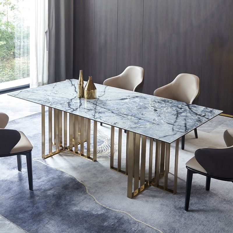 Nordic Style 1/2/5/7 Pieces Dining Chairs Set Rectangle Stone Furniture in Gray