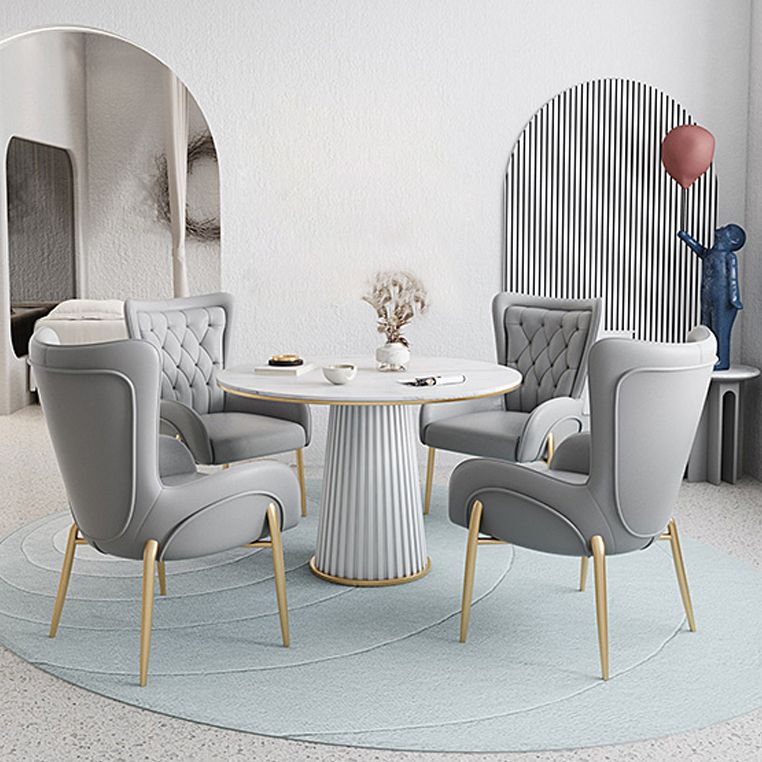 1/5 Pcs Metal Modern Dining Set with Round Indoor Table Dinette Set