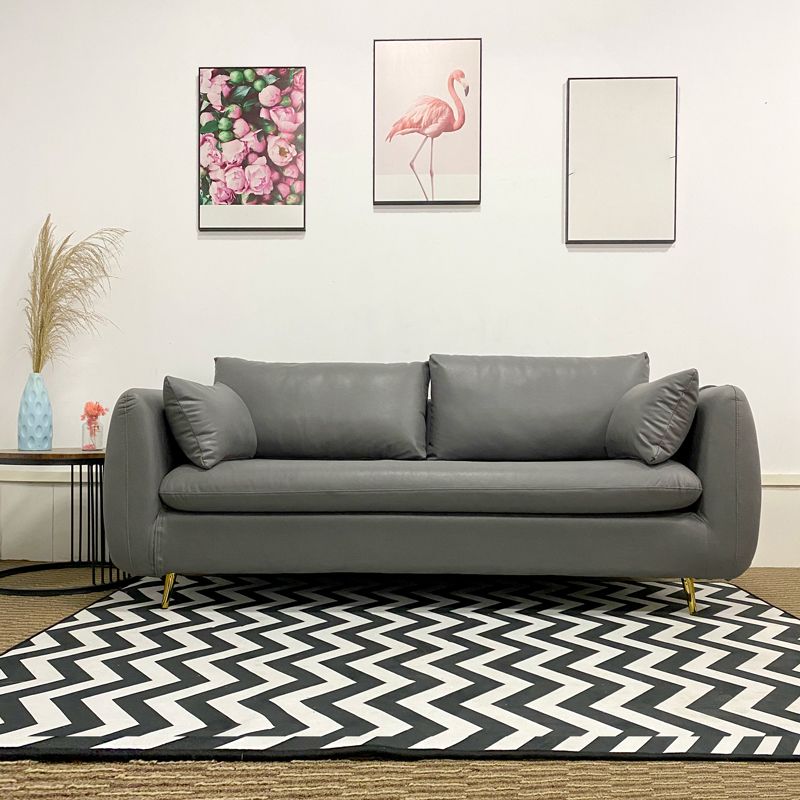 Faux Leather Stain Sofa with Single Cushion Pillow Top Arm Settee for Living Room