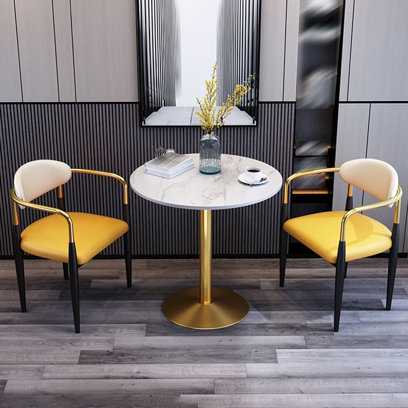 Metallic Finish Side Chair with Arms Metal Industrial Dining Chair