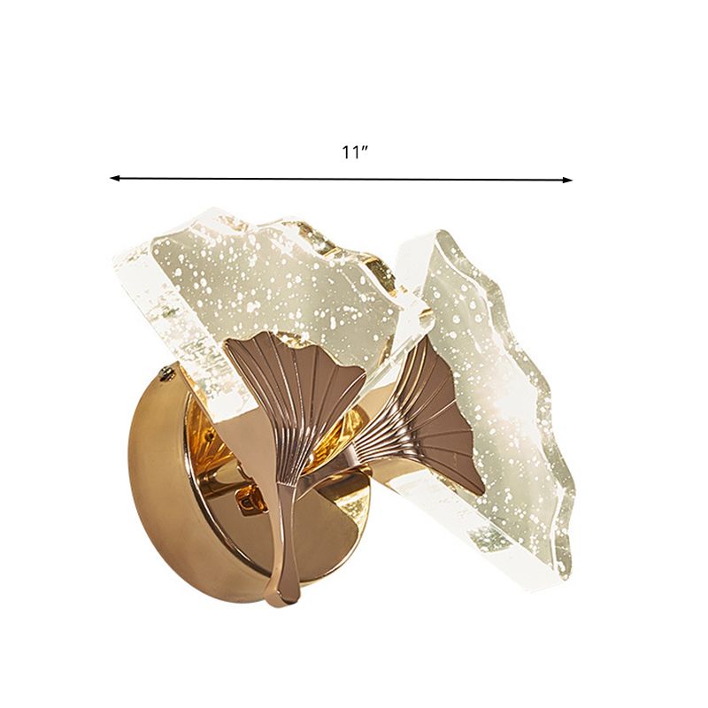 Ginkgo Bedroom Wall Sconce Light Vintage Bubble Crystal 1/2 Heads Gold LED Wall Lighting in Warm/White Light